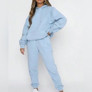 SHEIN Women'S Hooded Drawstring Sweatshirt And Sweatpants Set